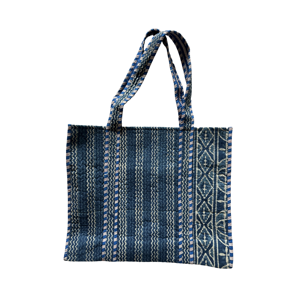 Totebag Amanda stampa Blu righe verticali