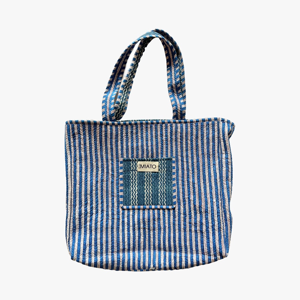 Totebag Amanda stampa Blu righe verticali