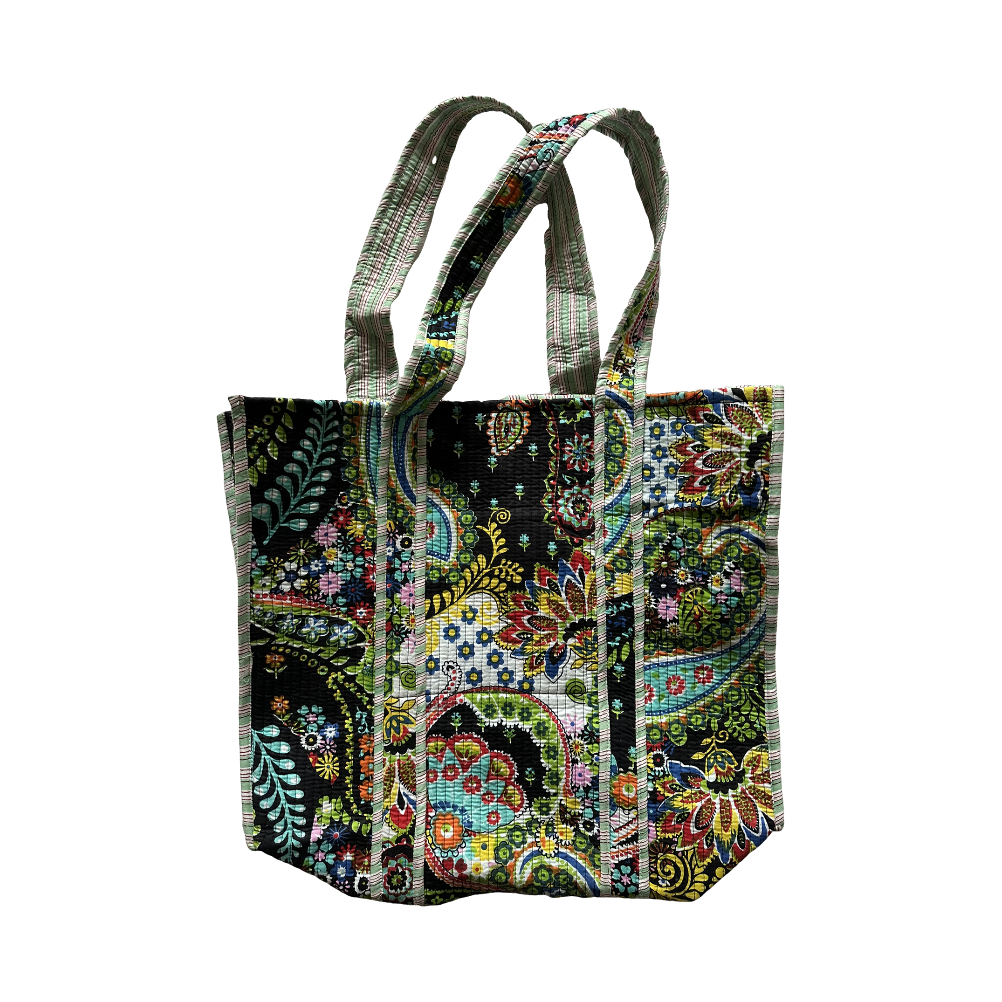 Totebag Amanda stampa Cashmere-Fondo Nero