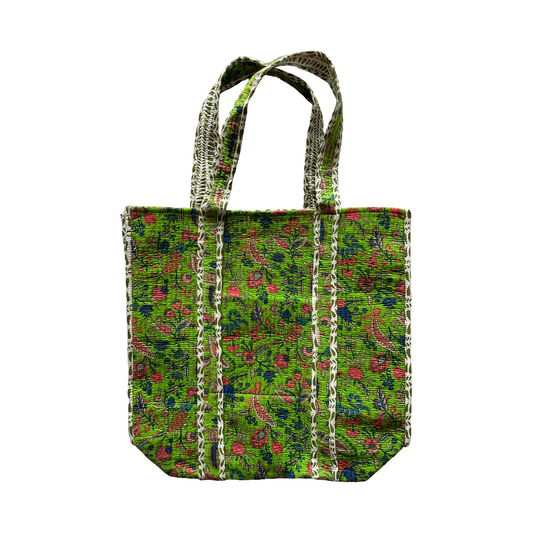 Totebag Amanda stampa Floreale-Fondo Verde