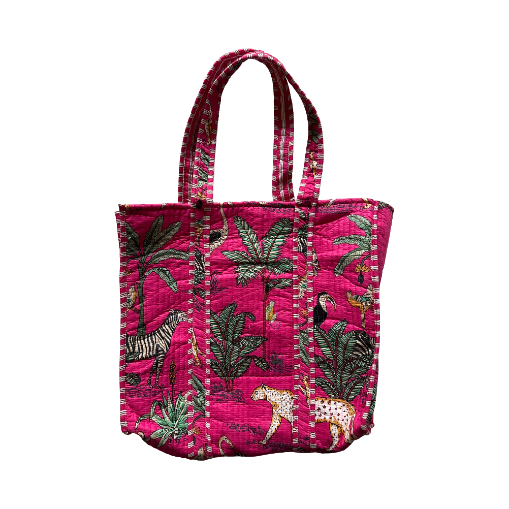 Totebag Amanda Giungla-Fondo Fuxia